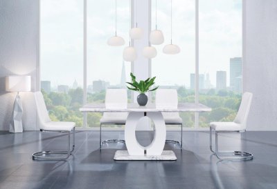 D894DT Dining Table in White by Global w/Optional D1067DC Chairs