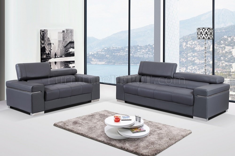 Soho Sofa In Grey Leather Match, Grey Leather Sofa Set