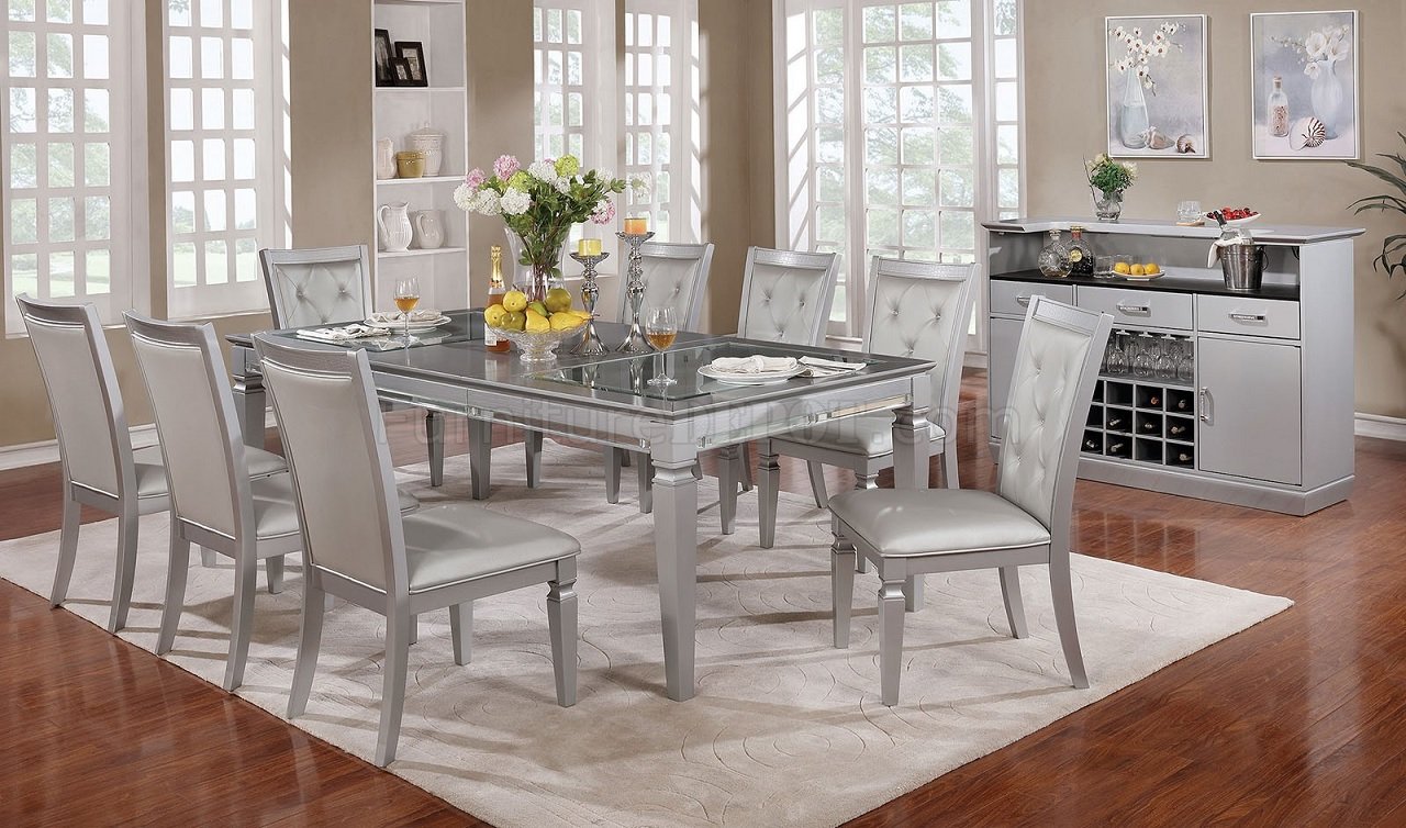 Alena Dining Table CM3452T in Silver w/Options - Click Image to Close