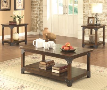 703587 3Pc Coffee Table Set in Tobacco Brown by Coaster [CRCT-703587]