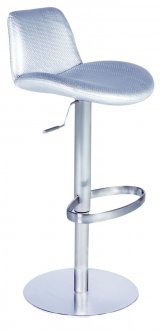 Silver Leatherette Set of 2 Barstools w/Stainless Steel Base