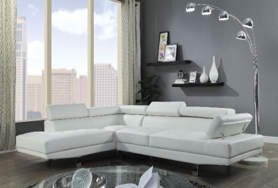 Connor Sectional Sofa 52645 in Cream PU by Acme