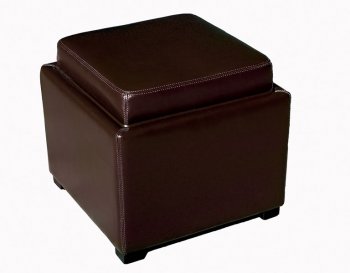 Dark Chocolate Color Contemporary Leather Ottoman With Storage [WIO-Y-063]