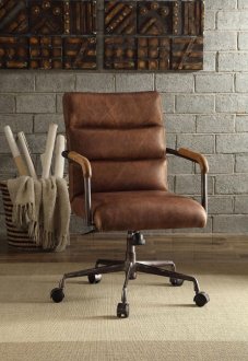Harith Office Chair 92414 Retro Brown Top Grain Leather by Acme