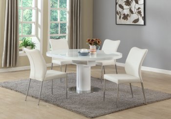 Nora Dining Table 5Pc Set in White by Chintaly [CYDS-Nora White]