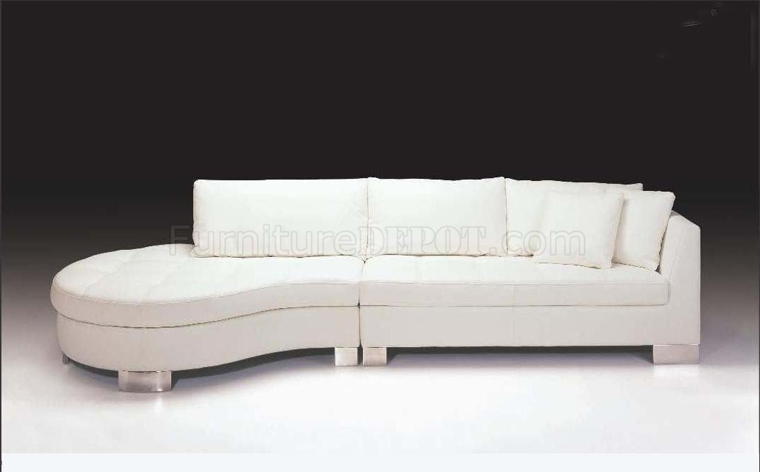 White Full Italian Leather Contemporary, White Leather Modern Sofa