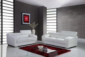 U7090 Sofa in White Leather by Global w/Options [GFS-U7090 White]
