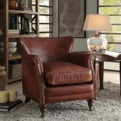Leeds Accent Chair 96679 in Dark Brown Genuine Leather by Acme
