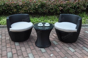 P50274 Outdoor Patio 3 Pc Set in Dark Brown by Poundex w/Options [PXOUT-P50274]