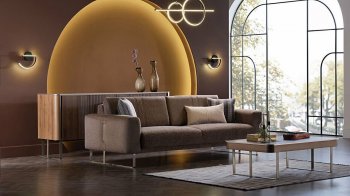 Mirante Sofa Bed in Brown Fabric by Bellona w/Options [IKSB-Mirante Brown]