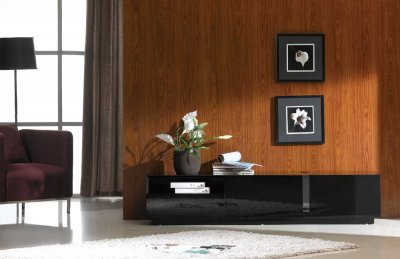 Black High Gloss Finish Modern Elegant TV Stand