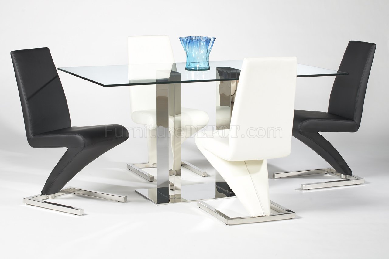 Rectangular Glass Top Modern Dining Table w/Optional Side Chairs - Click Image to Close