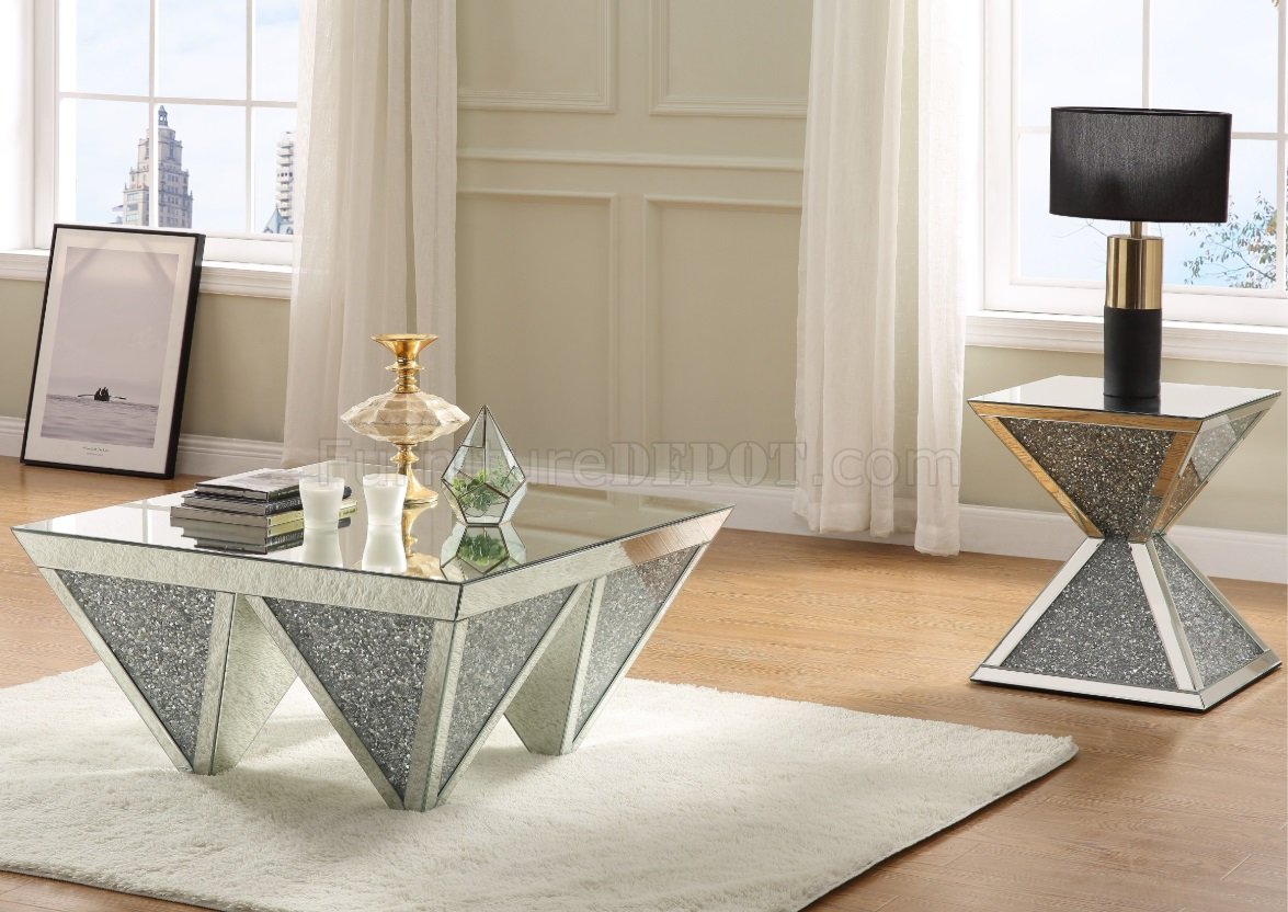 Acme 80555 Weigela Coffee Table - Mirrored & Chrome - 18 x 48 x 24 in.