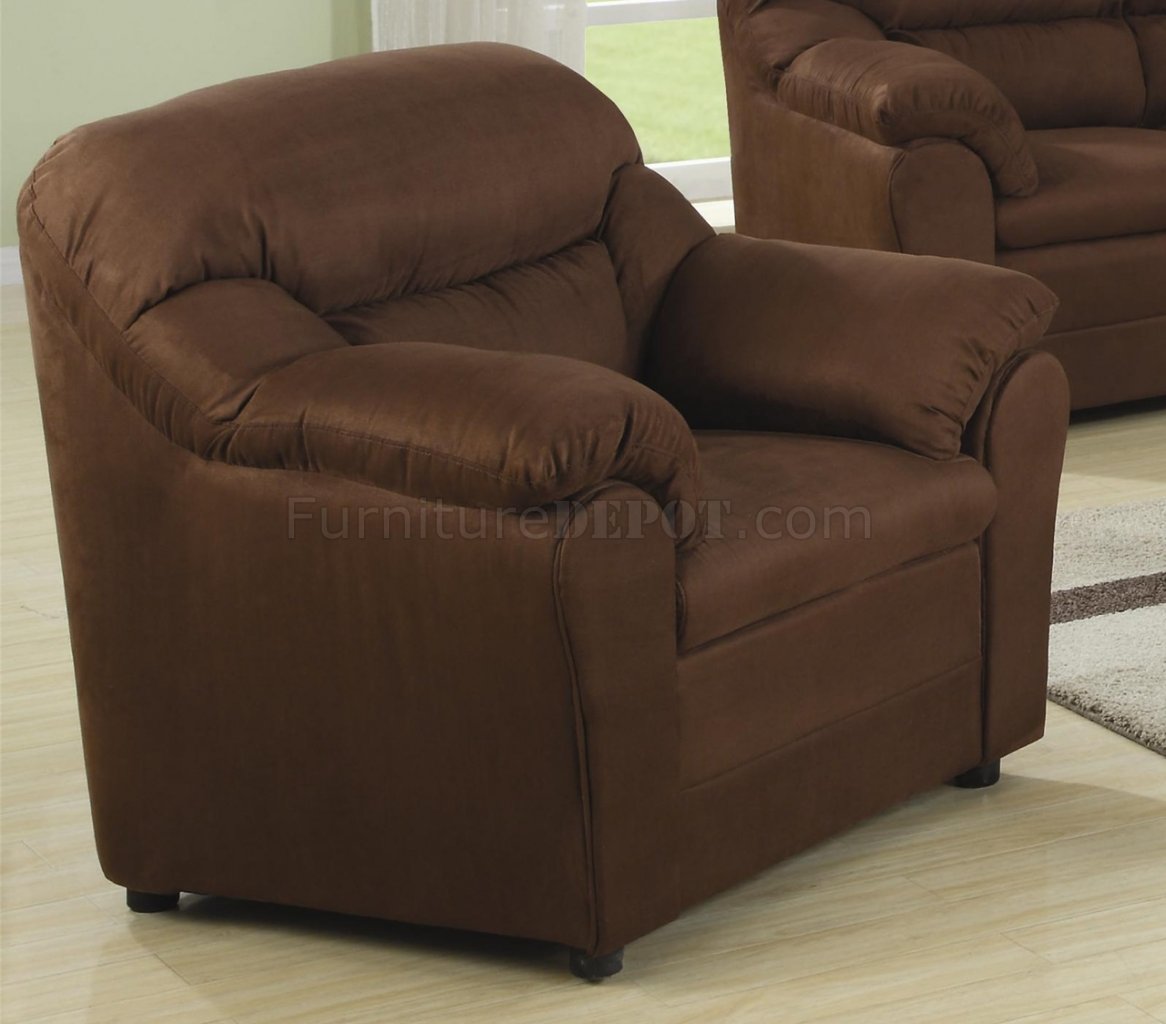 Brown Fabric Modern 3Pc Sofa Set w/Pillow Padded Arms