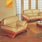 Orange and Beige Leather Living Room Set