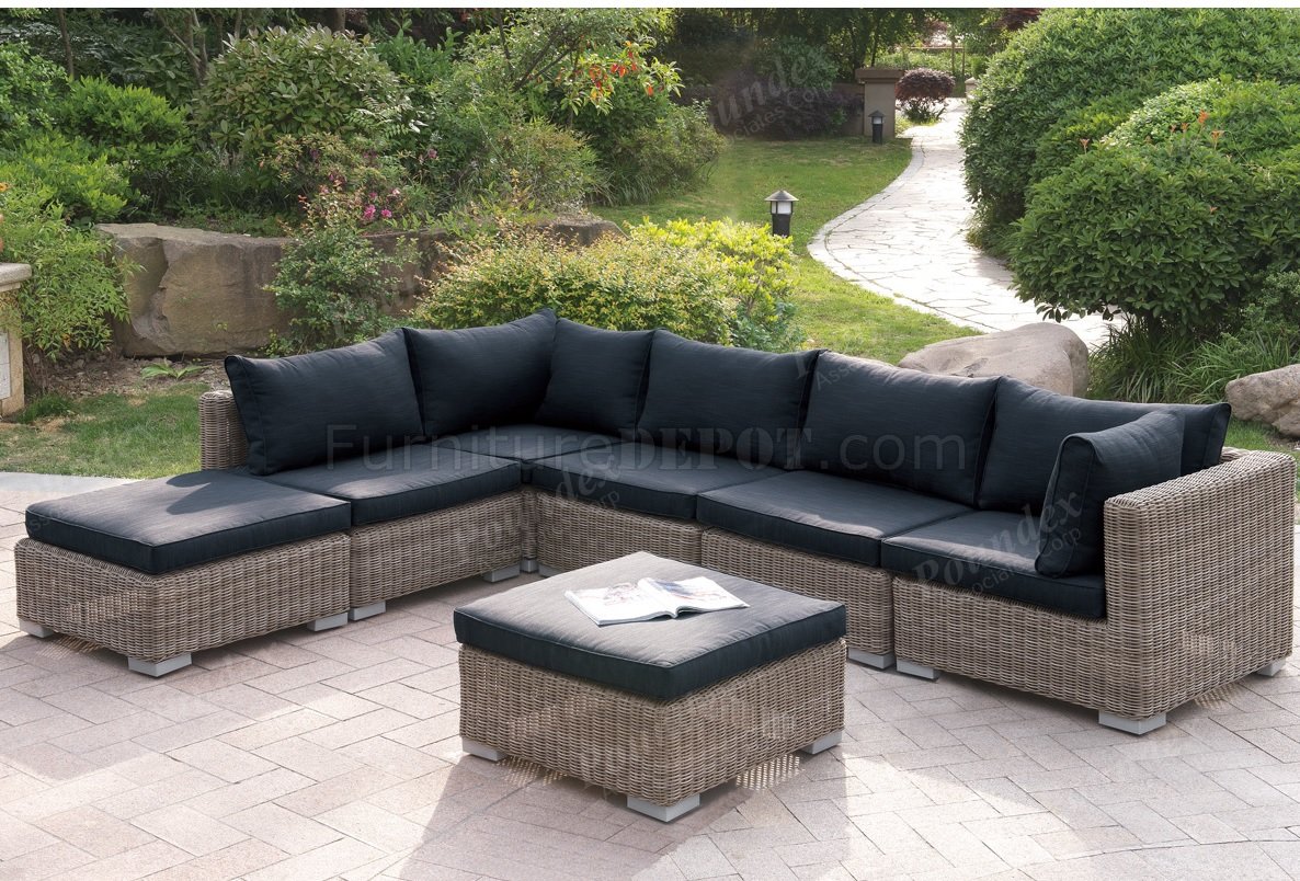 419 Outdoor Patio 7Pc Sectional Sofa Set by Poundex w/Options - Click Image to Close