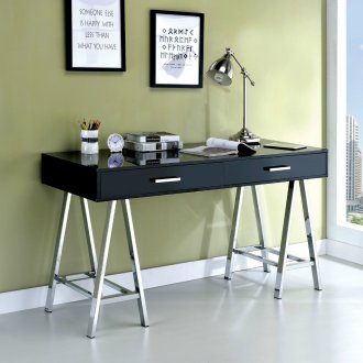 Liv Modern Office Desk CM-DK6133 in Glossy Black & Chrome