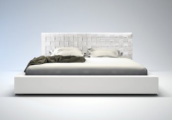 MD335 Madison Bed by Modloft in White Bonded Leather w/Options [MLBS-MD335 Madison White]