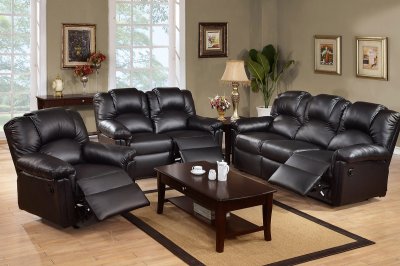 F6672 Motion Sofa Black Bonded Leather by Boss w/Options