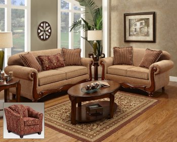 Beige Fabric Traditional Loveseat & Sofa Set w/Options [CHFS-V1-1000 Linda]