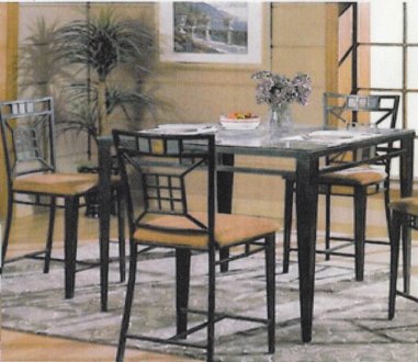 Glass Top Modern Counter Height Dining Table w/Optional Chairs