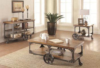 701128 Coffee Table 3Pc Set in Rustic Brown by Coaster w/Options [CRCT-701128]
