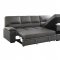 Michigan Sectional Sofa Bed in 9407DG in Dark Gray - Homelegance