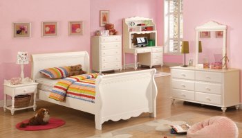CM7617SL Adriana Kids Bedroom in White w/Sleigh Bed & Options [FABS-CM7617SL Adriana]