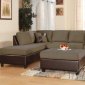 Pebble Fabric & Brown Bycast Leather Two-Tone Sectional Sofa