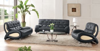 S375-BI Sofa in Two-Tone Leather by Pantek w/Options [PKS-S375-BI]