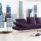 Purple Top Grain Leather Modern Sectional Sofa w/Adjustable Back
