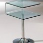 Clear Glass Stylish End Table W/Chromed Metal Base & Shelf