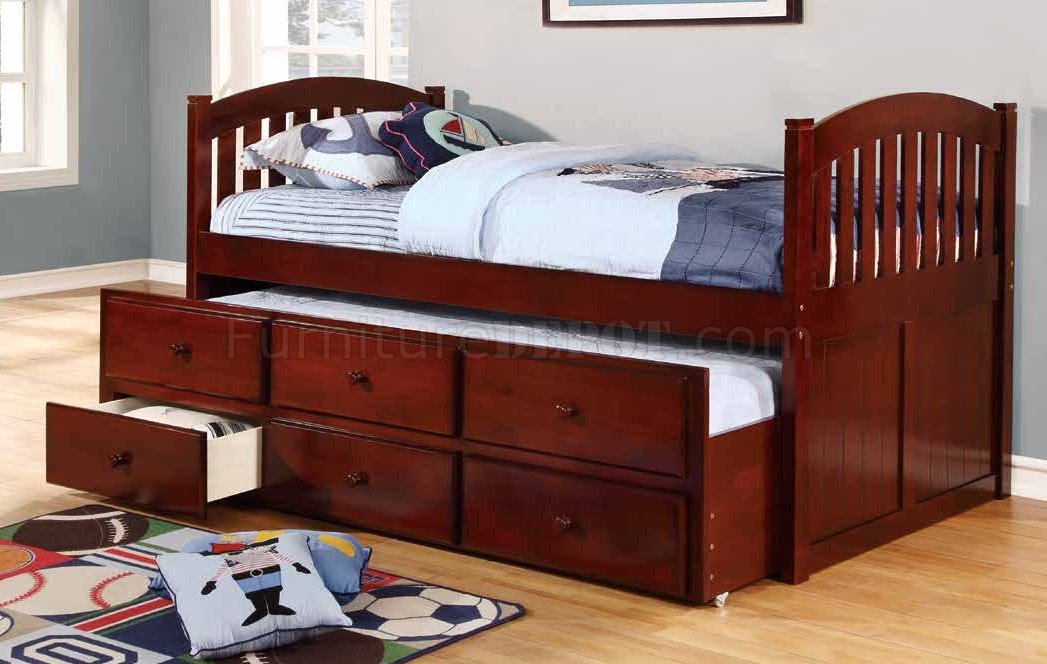 5101 Twin Captain's Bed in Cherry w/Trundle - Click Image to Close