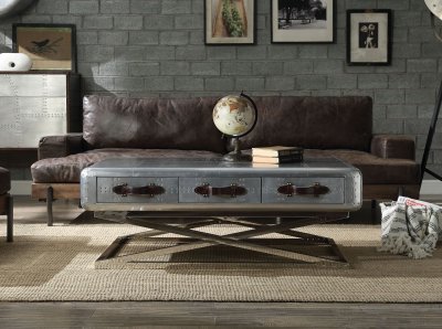 Brancaster Coffee Table 83555 in Aluminum by Acme