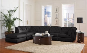 Quinn Sectional Sofa 6Pc Black Bonded Leather 551031 - Coaster [CRSS-551031 Quinn]
