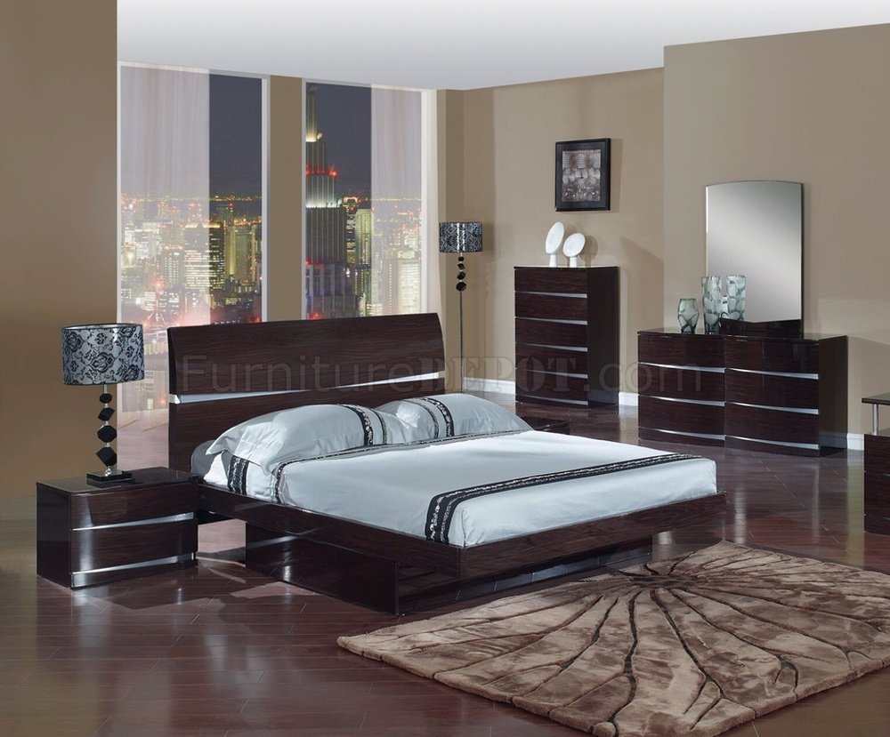 Wenge Finish Modern Stylish Bedroom w/Optional Casegoods - Click Image to Close