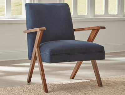905415 Set of 2 Accent Chairs in Dark Blue Velvet by Coaster