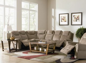 Tan Fabric Modern Motion Sectional Sofa w/Optional Recliner [CRSS-600313-Martina]