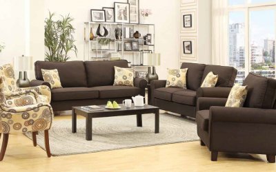 Noella 504791 Sofa in Chocolate Fabric by Coaster w/Options