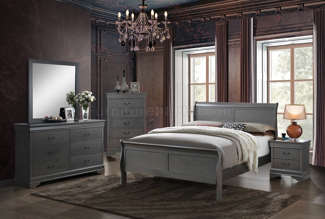 Louis Philippe III CM7866GY 5Pc Bedroom Set in Gray w/Options
