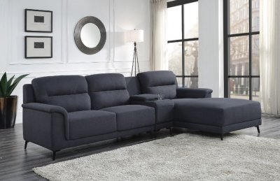Walcher Sectional Sofa 51900 in Gray Linen Fabric by Acme