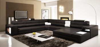 Polaris Sectional Sofa in Black Bonded Leather by VIG Furniture [VGSS-Polaris Black]