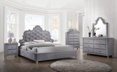 Sophie Bedroom in Grey Velvet by Meridian w/Options