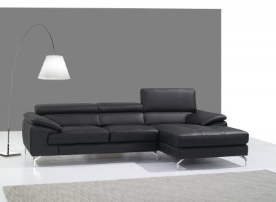 A973b Sofa Sectional in Black Premium Leather by J&M