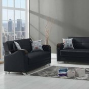 Etro Sofa Bed Convertible in Black Leatherette by Mobista