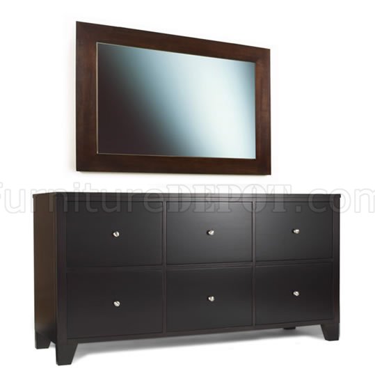 Contemporary Elegant Six Drawer Dresser, Dark Cappuccino Dresser
