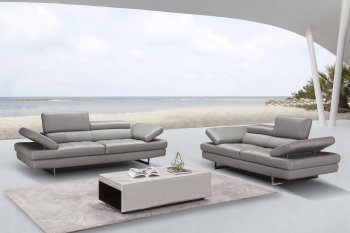 Aurora Sofa in Light Grey Premium Leather by J&M w/Options [JMS-Aurora Light Grey]