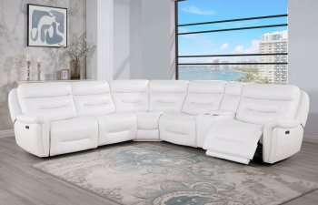U8522 Power Motion Sectional Sofa in Blanche White by Global [GFSS-U8522 White]