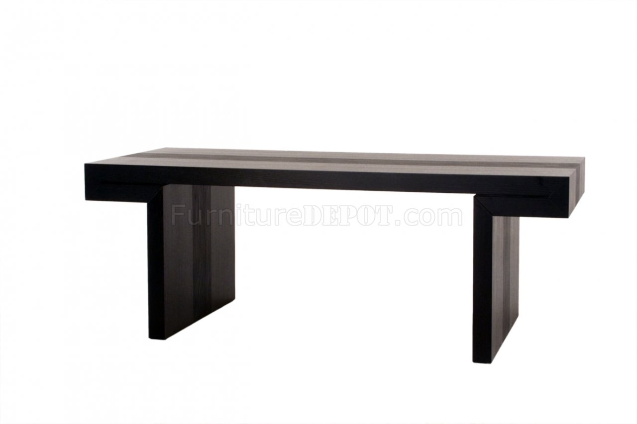 Dark Walnut Modern Rectangle Dining Table w/Hand Carved Detail - Click Image to Close