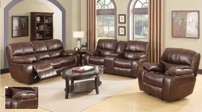 7732 Reclining Sofa in Burgundy Brown Leatherette w/Options